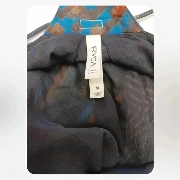 RVCA Maxi Multicolour Geometric Boho Flowy  Spaghetti Strap Dress Size Medium - Picture 7 of 10